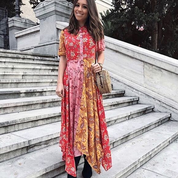 ZARA Dress BLOGGER FAVORITE Patchwork Paisley Handkerchief Hem Size M - Picture 8 of 15